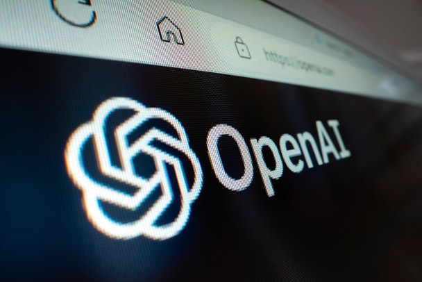 The OpenAI logo shown on a desktop browser The OpenAI logo shown on a desktop browser