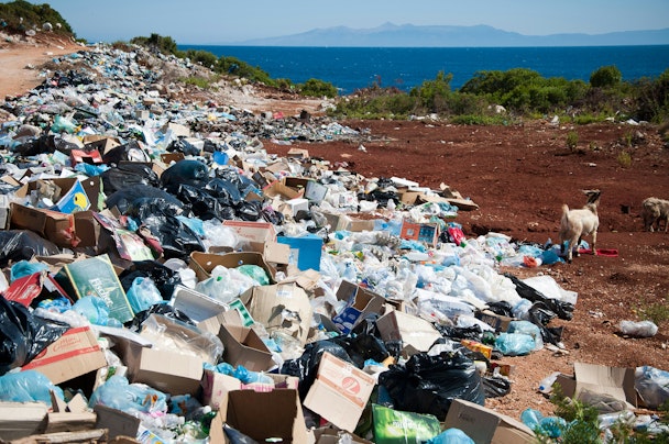 A dump of packaging by the sea A dump of packaging by the sea