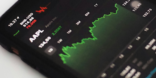 Apple stock price on mobile phone screen Apple stock price on mobile phone screen