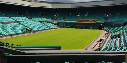An empty show court at Wimbledon An empty show court at Wimbledon
