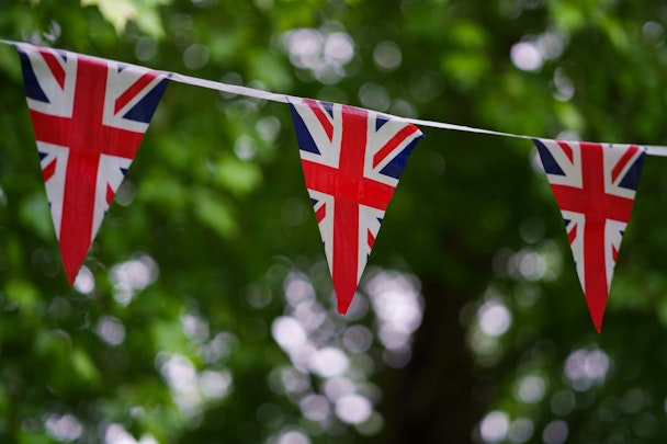 A row of Union Flag bunting A row of Union Flag bunting