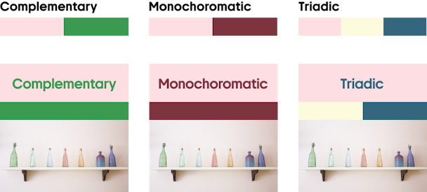 Pearlescence (#FDDFE3)'s complementary, monochoromatic, triadic colours