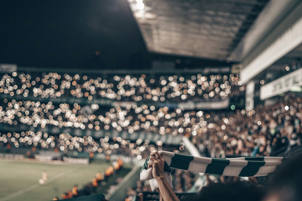 Fans at a football stadium Fans at a football stadium