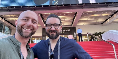Benjamin Fishlock of Global Street Art and System1's Andrew Tindall at Cannes Lions Benjamin Fishlock of Global Street Art and System1's Andrew Tindall at Cannes Lions