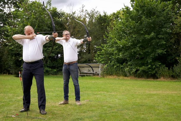 Ed Davey firing arrows Ed Davey firing arrows