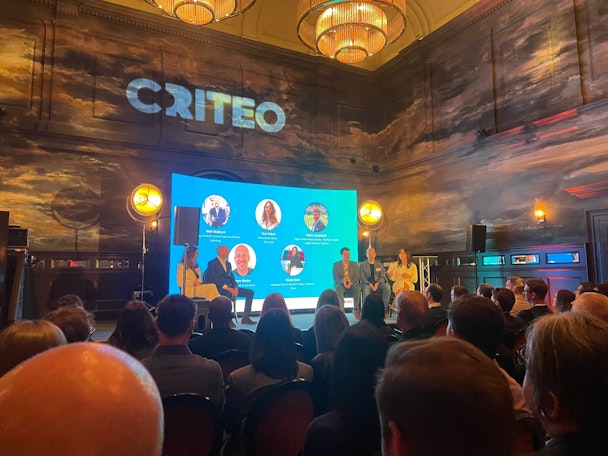 People presenting on a stage at Criteo's Commerce Media Summit People presenting on a stage at Criteo's Commerce Media Summit