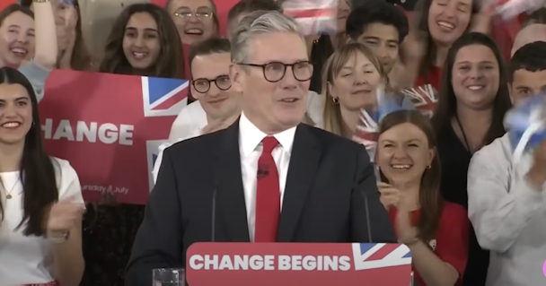 Keir Starmer celebrating general election victory at a rally Keir Starmer celebrating general election victory at a rally