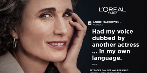 andie macdowell in loreal paris' ad campaign andie macdowell in loreal paris' ad campaign