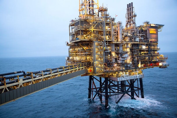 A Shell oil rig in the North Sea A Shell oil rig in the North Sea