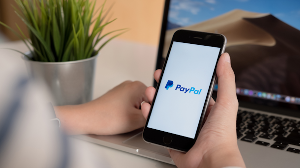 PayPal app on mobile screen PayPal app on mobile screen