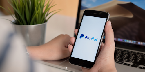 PayPal app on mobile screen PayPal app on mobile screen