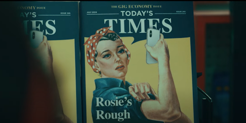 Rosie the Riveter on a newspaper Rosie the Riveter on a newspaper