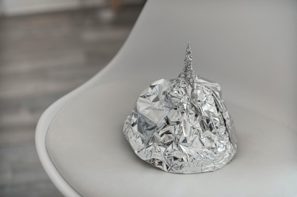 A tin foil hat A tin foil hat