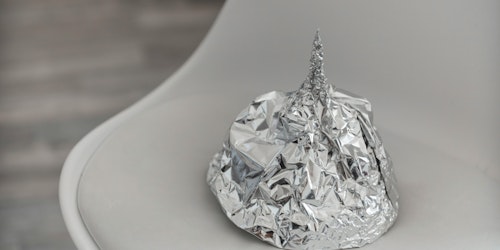 A tin foil hat A tin foil hat