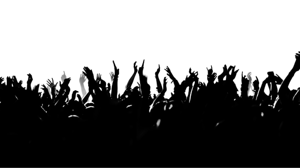 A group of people celebrating at a gig A group of people celebrating at a gig