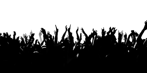A group of people celebrating at a gig A group of people celebrating at a gig