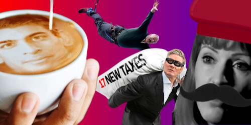 A collage of memes of the political leaders in the 2024 election A collage of memes of the political leaders in the 2024 election