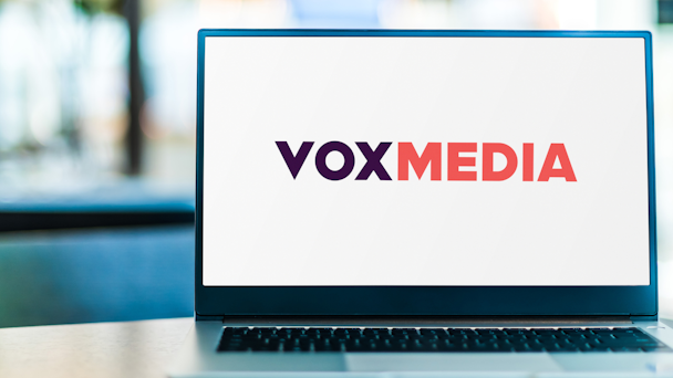 Vox Media logo on laptop screen Vox Media logo on laptop screen