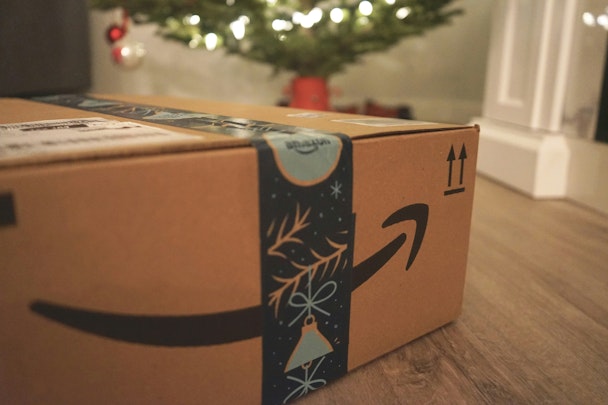An Amazon Prime Christmas box An Amazon Prime Christmas box