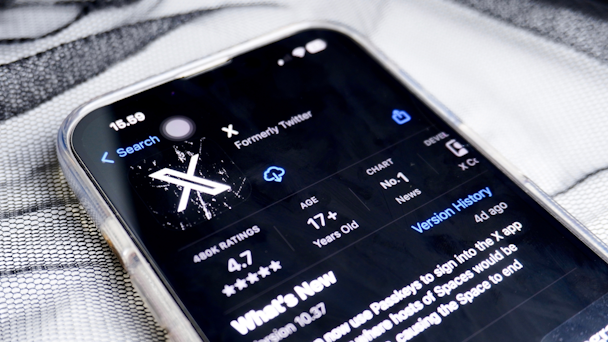 X app display in app store on mobile phone screen X app display in app store on mobile phone screen